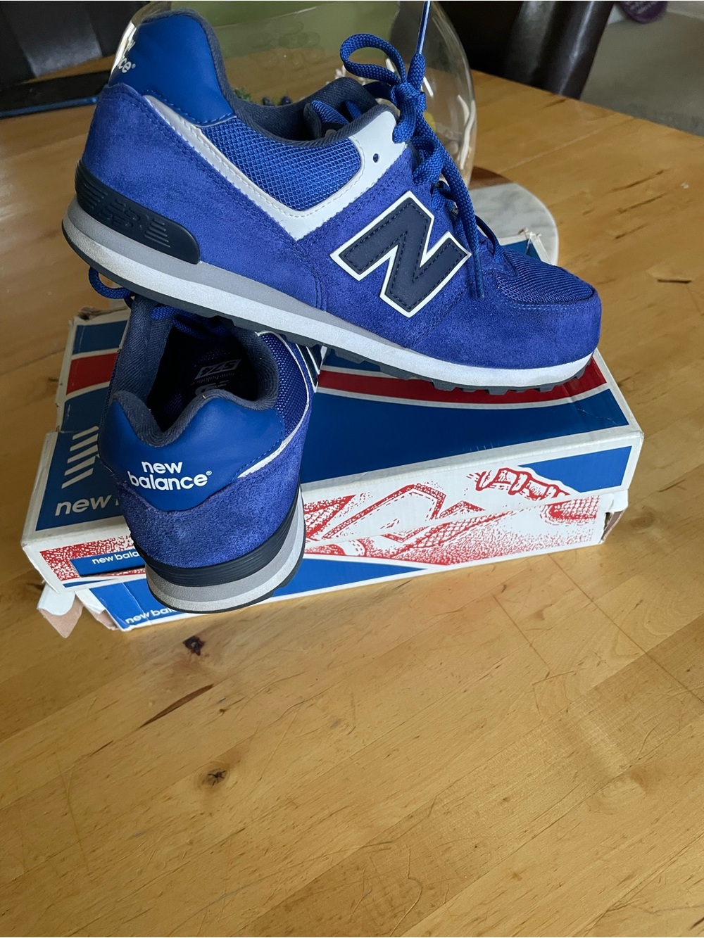 New Balance Royal Blue Suede & Mesh Sneakers with White Accents
